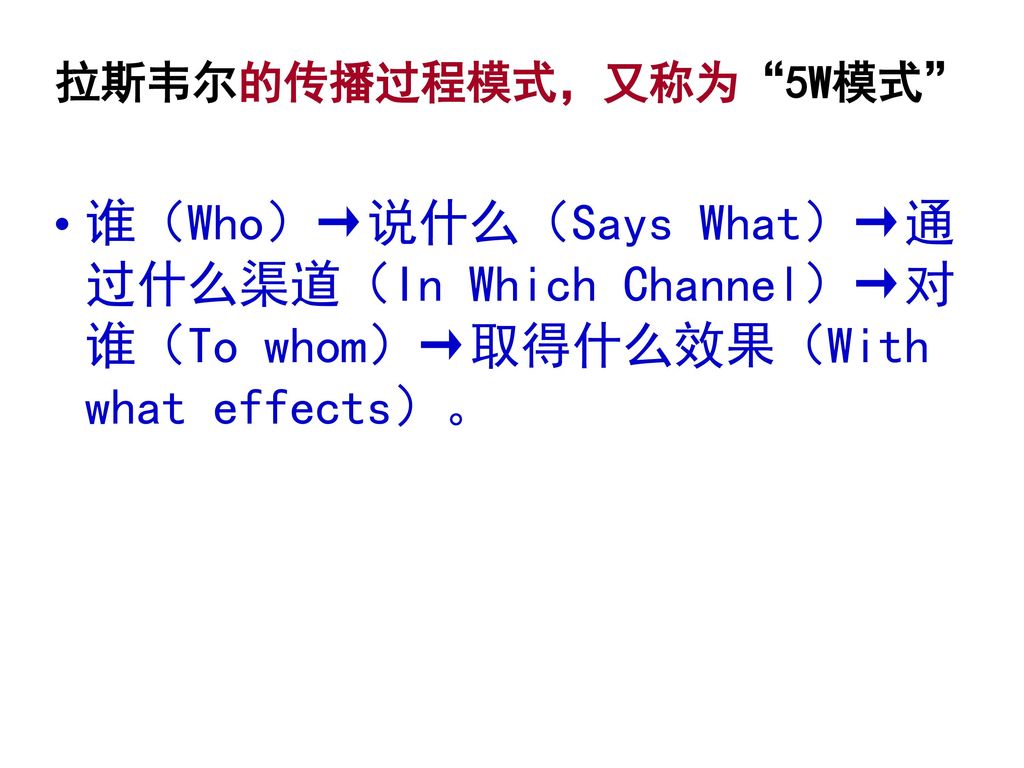 线性模式 拉斯韦尔五w模式 申农韦弗数学模式 控制论模式 奥斯古德